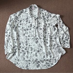 Isabel Maternity Sz Large Women’s Top White w Black Design Long Sleeved